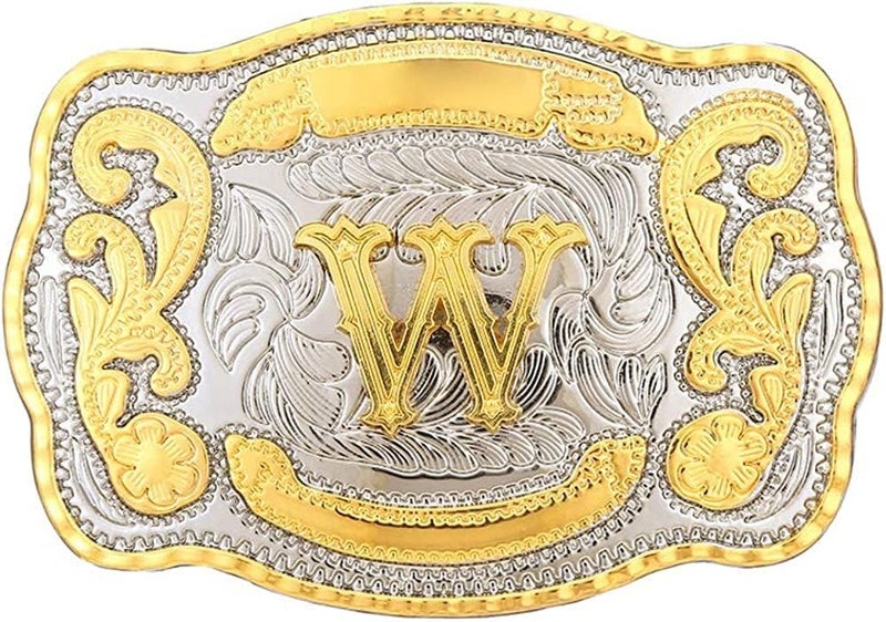 WMG Western Belt Buckle Initial Letters ABCDMRJ to Z Cowboy Belt Buckle, Rodeo Buckles for Men & Women Fits Up to 2 Inch Belts - Image 1